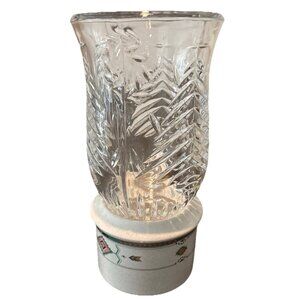 Studio Nova Passions Glow Candle Holder Thick cut Glass Christmas Trees 9 x 4